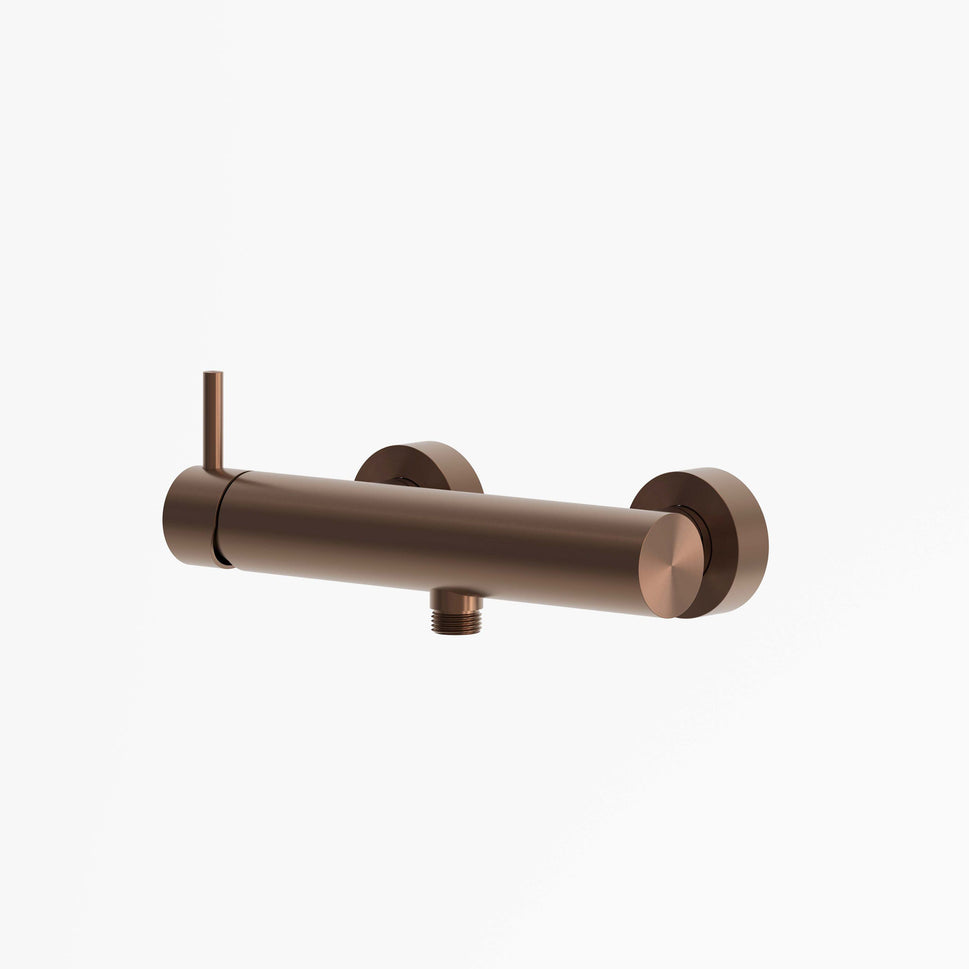 SINED wanddouche mengkraan van roestvrij staal 316L met roségouden afwerking, 1 wateruitlaat en standaard aansluiting - model LEVANTE