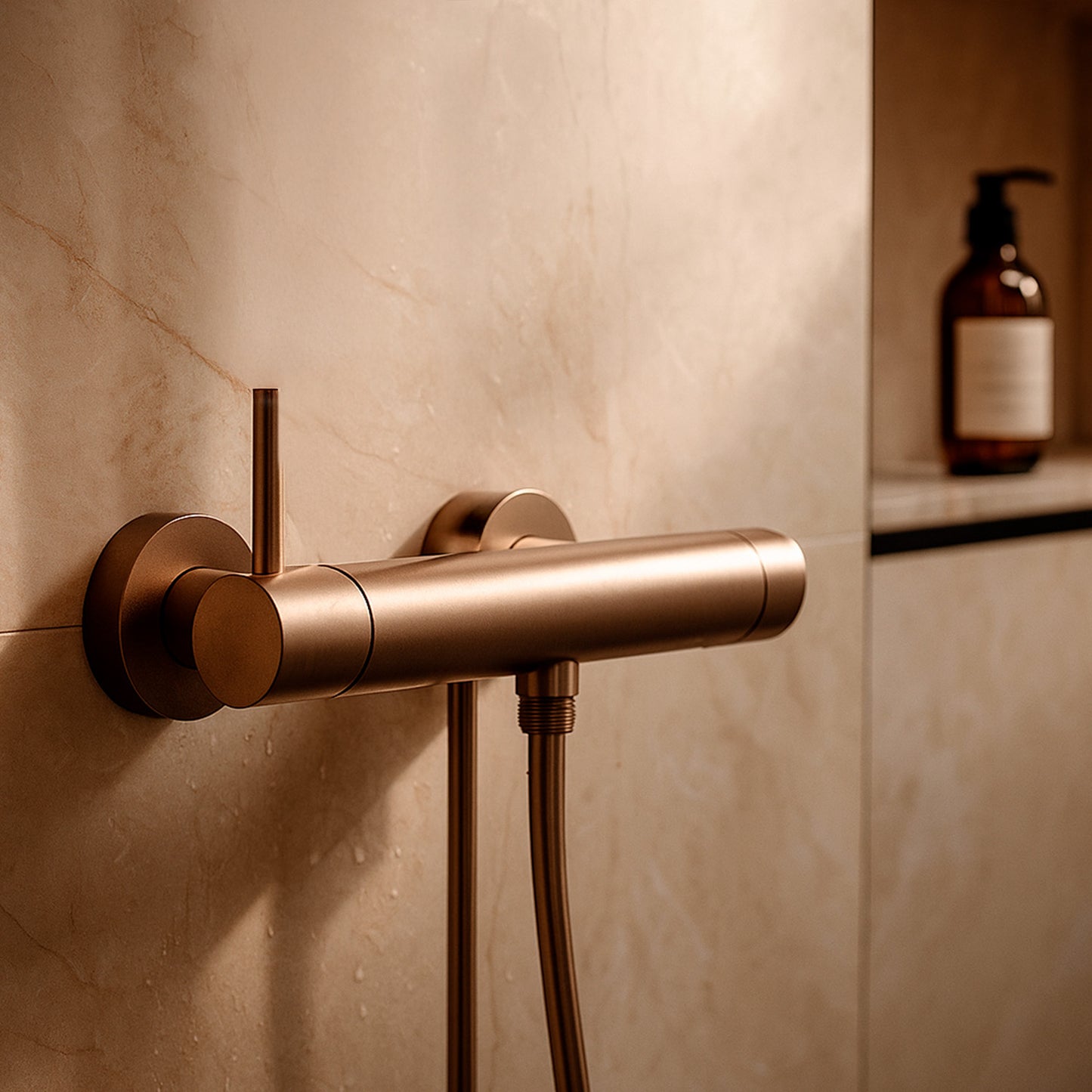 Mezclador de pared Levante oro rosa: elegancia y durabilidad