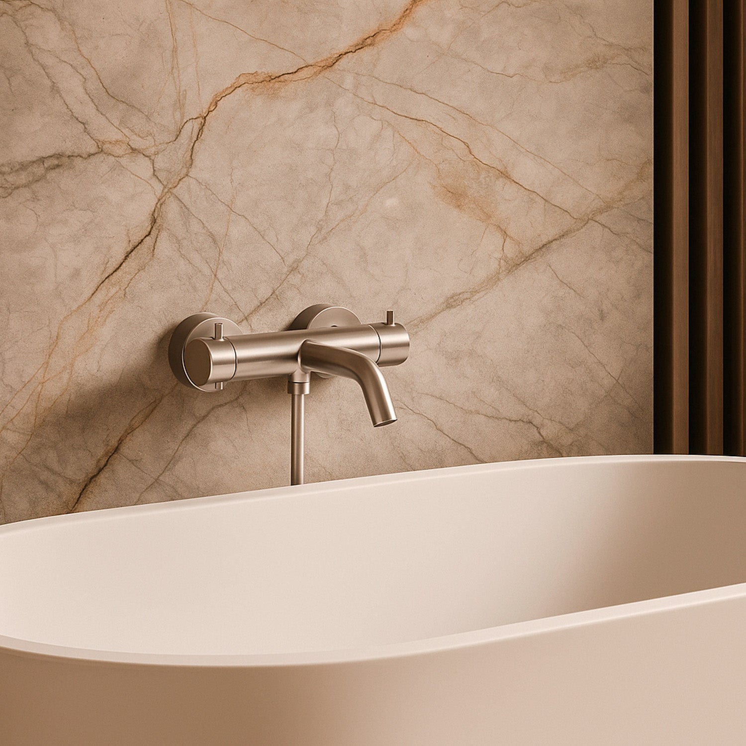 SINED Mengkraan voor Bad en Douche van 316L Roestvrij Staal in Satin RVS Kleur met Temperatuurregeling, Wateruitlaat en Duurzaam Ontwerp - Model LEVANTE