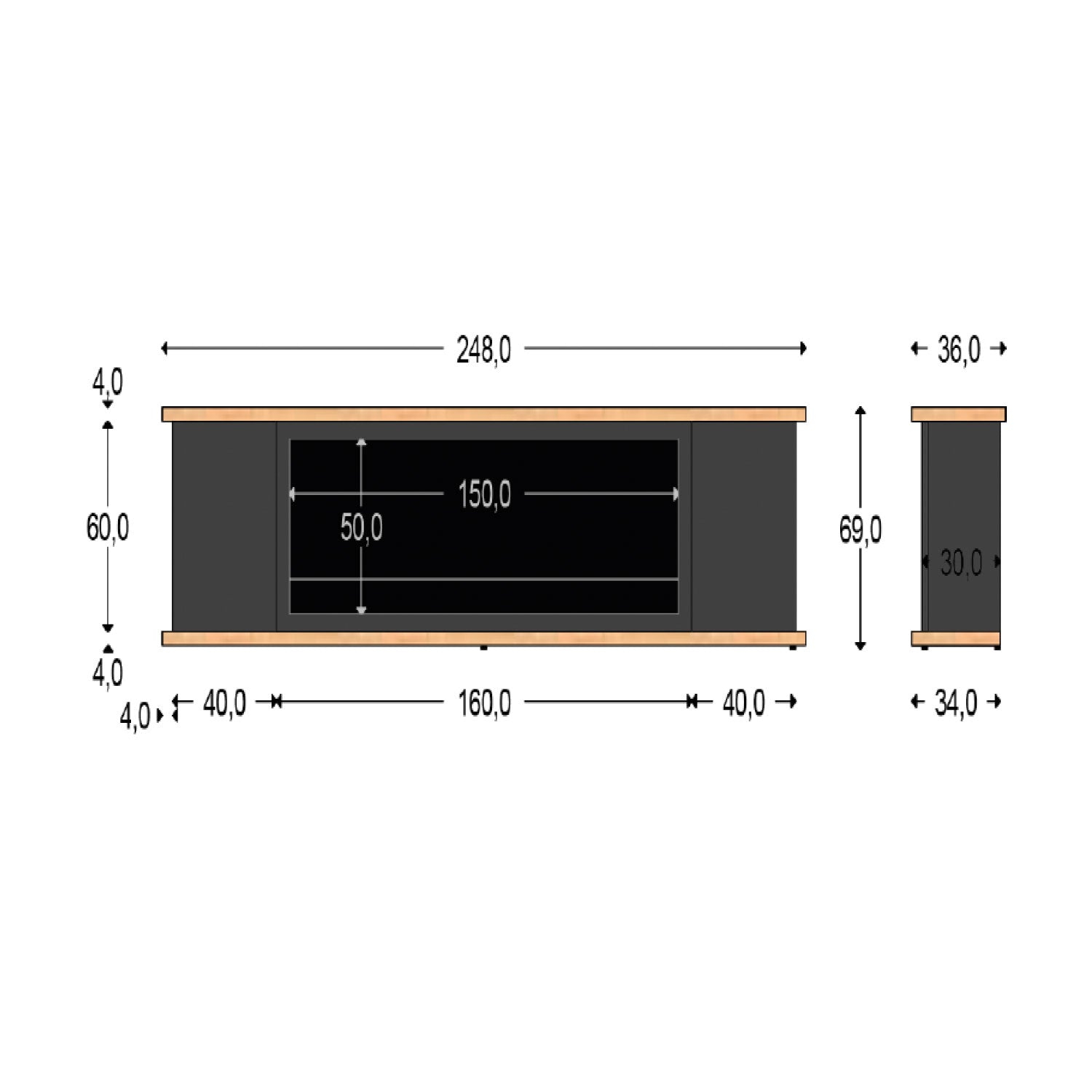 Mueble de salón con chimenea eléctrica de 1500 W y mando a d