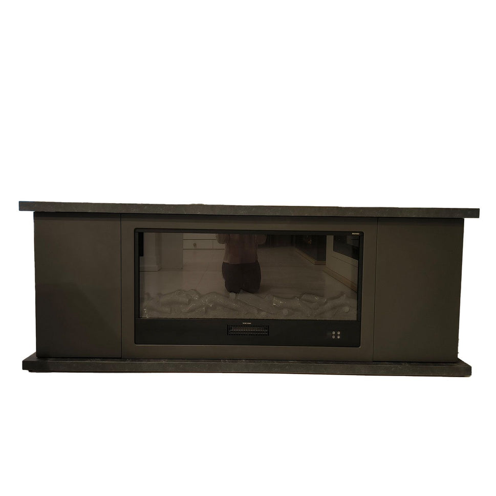 Sined Mueble Chimenea Arosio 180 Gris Mueble De Madera Con 1500w Chimenea Electrica Antracita Mando a Distancia Refinado y Elegante Mueble De Madera De Calidad Hecho a Mano Para Casa y Oficina