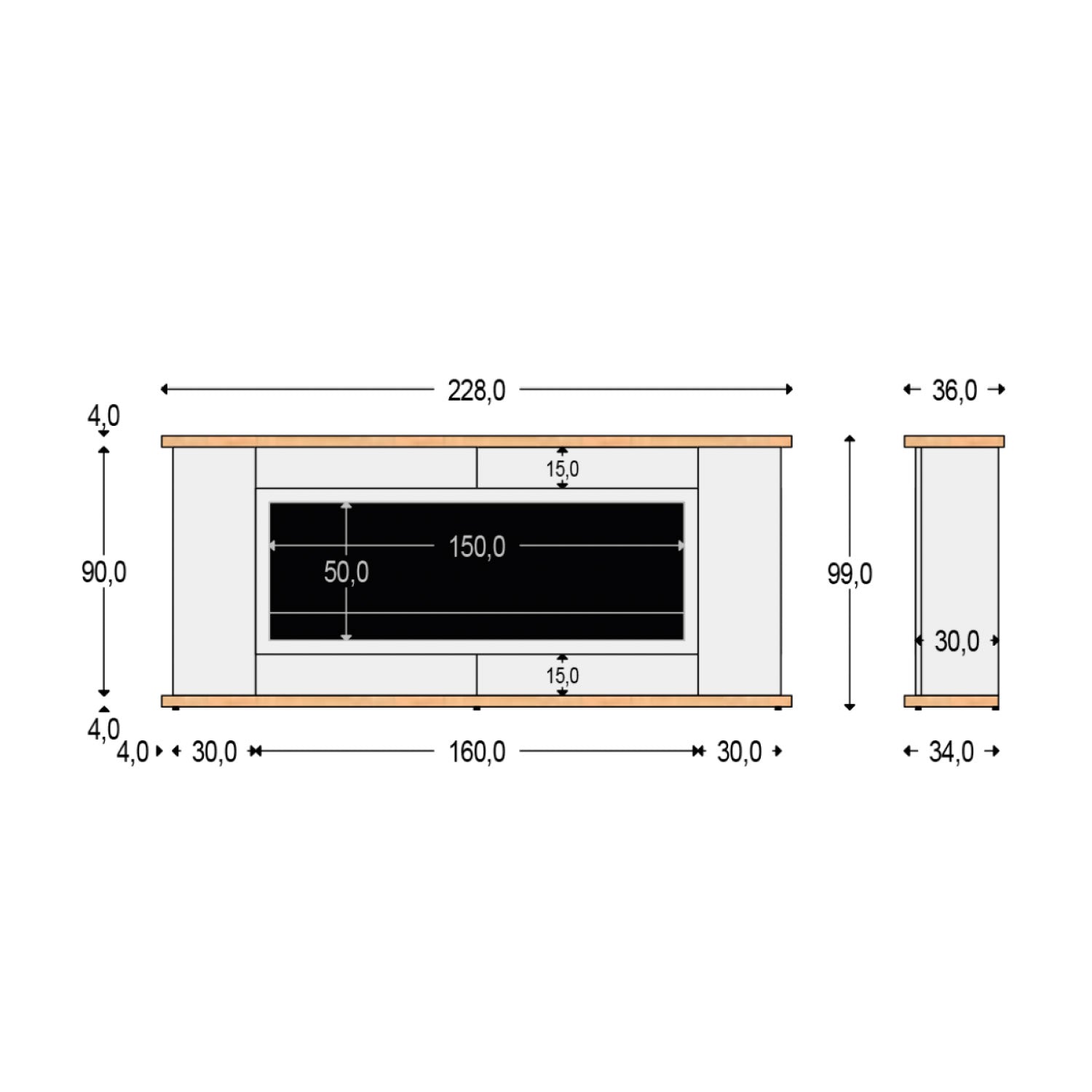 Sined Mueble Completo Desio 150 De Madera Antracita Con Chimenea Electrica De 1500w Con Mando a Distancia Mueble De Alta Calidad Hecho a Mano Resistencia y Diseno Para Cualquier Ambiente