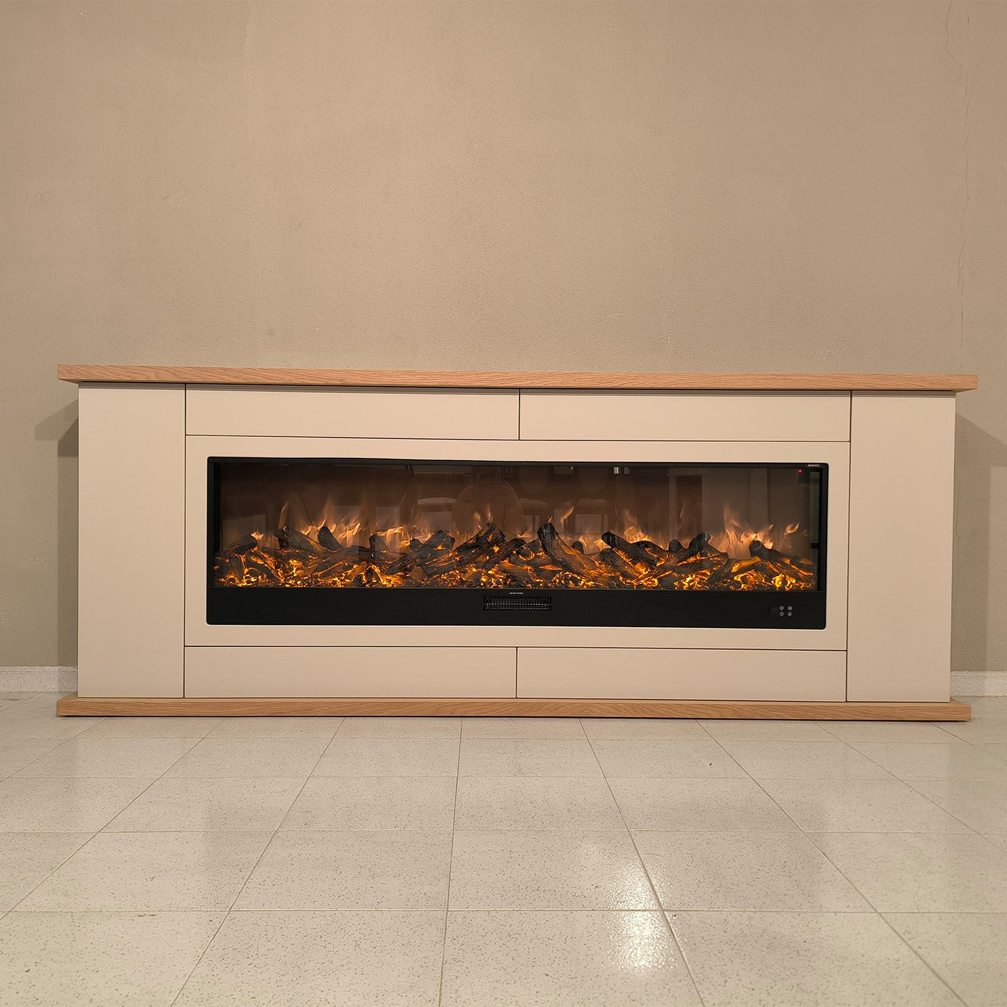 Mueble con chimenea eléctrica Desio 180 gris, elegante y dur