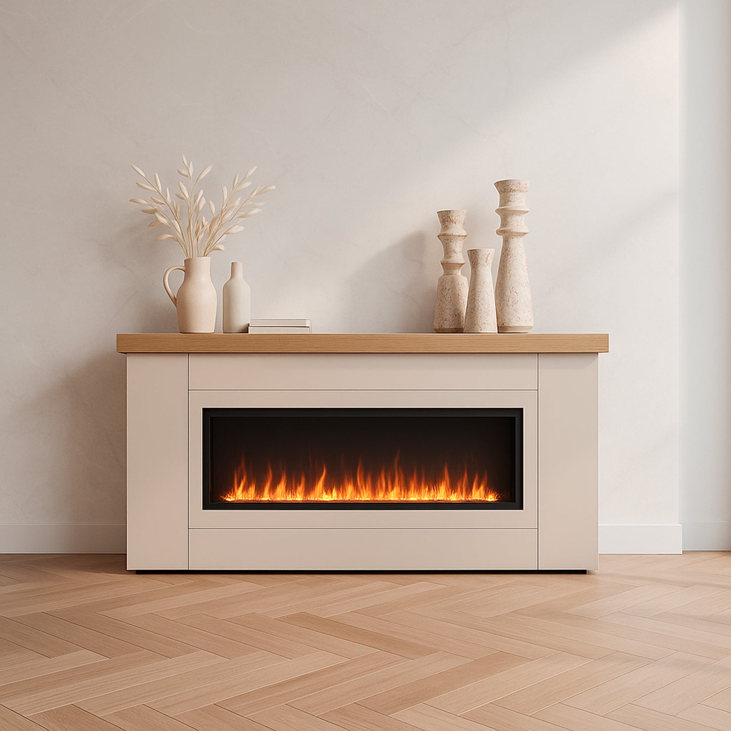 Armario de madera Desio 108 con chimenea eléctrica integrada