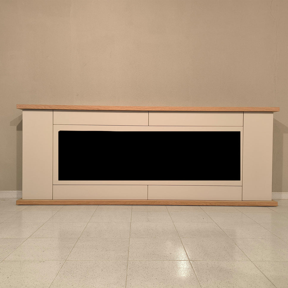 Sined Desio 180 Gris Armario Gris Para Chimenea Electrica Sined Amiata Armario De Madera Refinado y Elegante Sian Gris Estructura y Puertas Encimera y Base Roble Recomendado Para Interiores