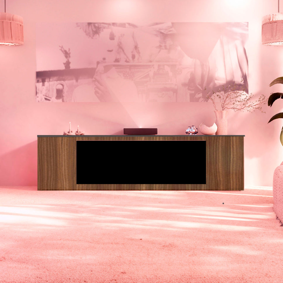 Sined Mobile Meda 108 Aparador Castanho Com Armazenamento Lareira Elétrica Sined Ispica Móvel De Madeira Refinado e Elegante Corpo e Portas De Madeira De Eucalipto Topo e Base De Grafite