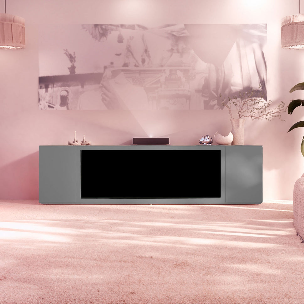 Sined Mobile Meda 180 Antracita Armário Para Lareira Elétrica Embutido Sined Amiata Elegante Armário Acabado Grafite Ral 7022 Moldura e Portas Tampão e Base Em Tacande