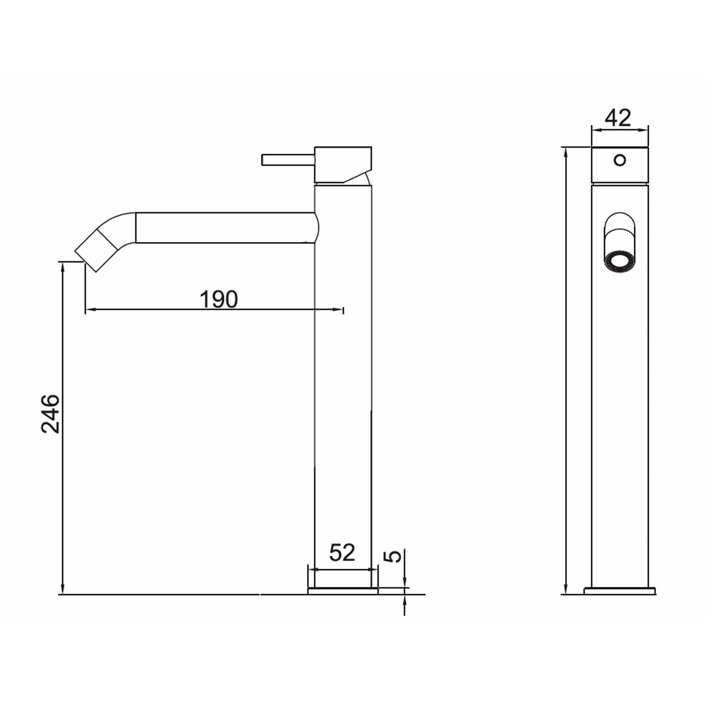 Rubinetto lavabo inox Levante alto: elegancia y durabilidad