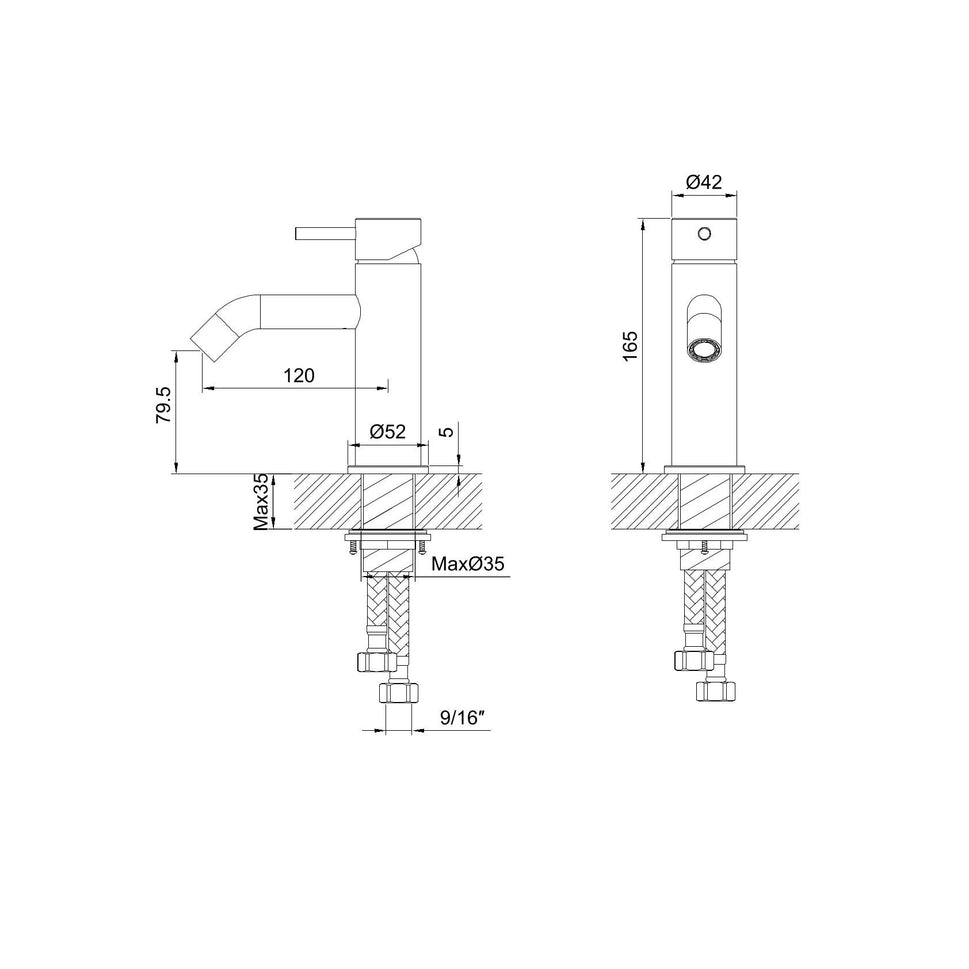 Natuurroestvrijstalen SUS316 wastafelkraan in roségoud, modern en duurzaam ontwerp, ideaal voor residentieel of professioneel gebruik. Merk SINED, model Rubinetto lavabo bagno inox 316L Basso