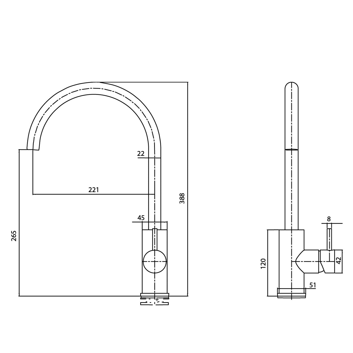 Rubinetto Levante Alto Negro Inox 316L: elegancia y durabilidad