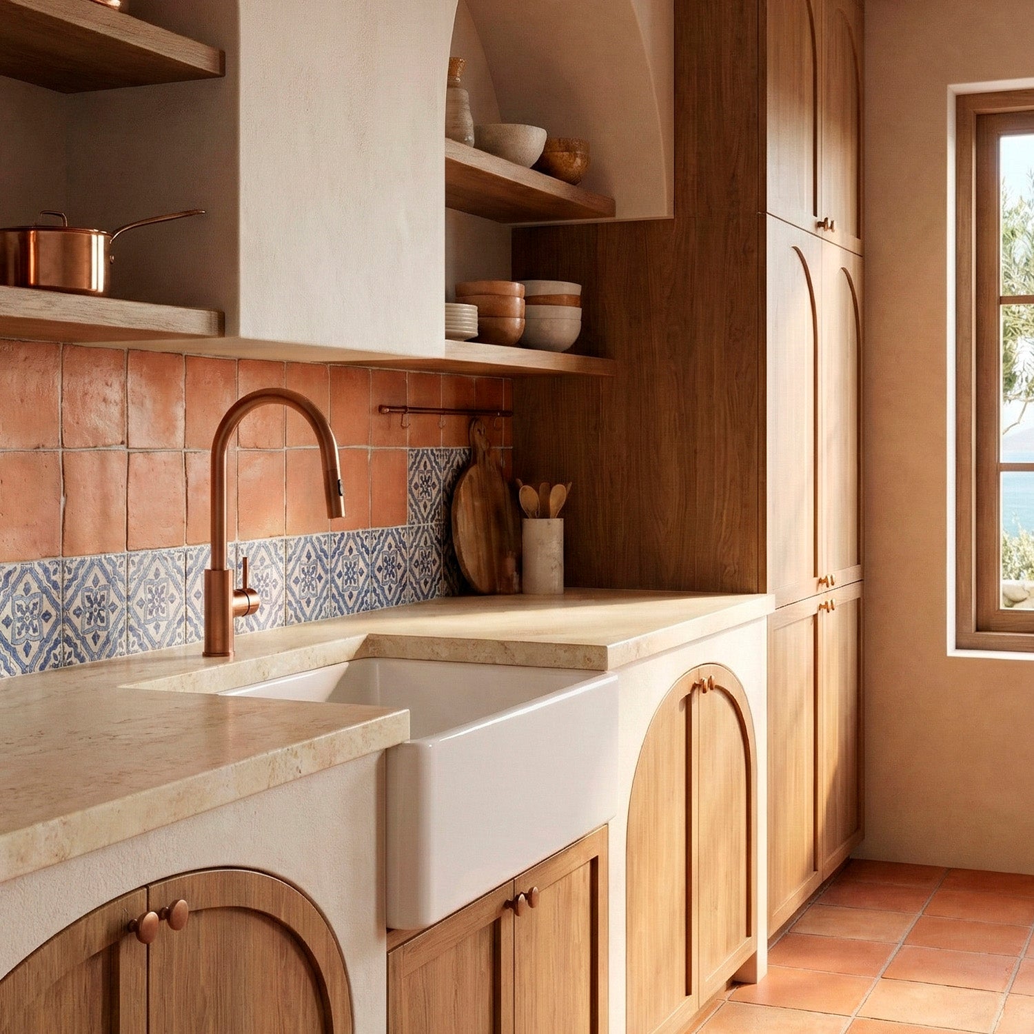 SINED Grifo de cocina extraíble oro rosa acero inoxidable 316L acabado satinado para interior y exterior LEVANTE