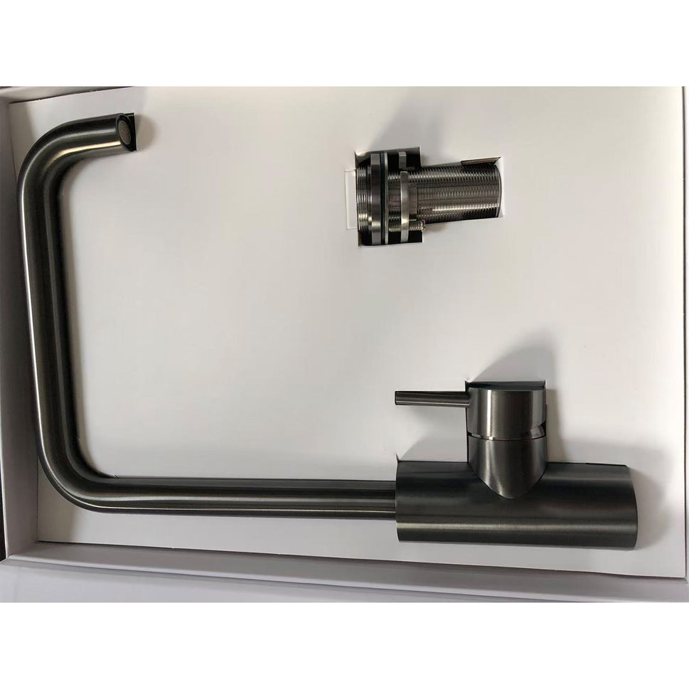 SINED Grifo de fregadero de cocina en acero inoxidable 316L acabado PVD color canón de fusil resistencia a la corrosión LEVANTE inox 316L Canna