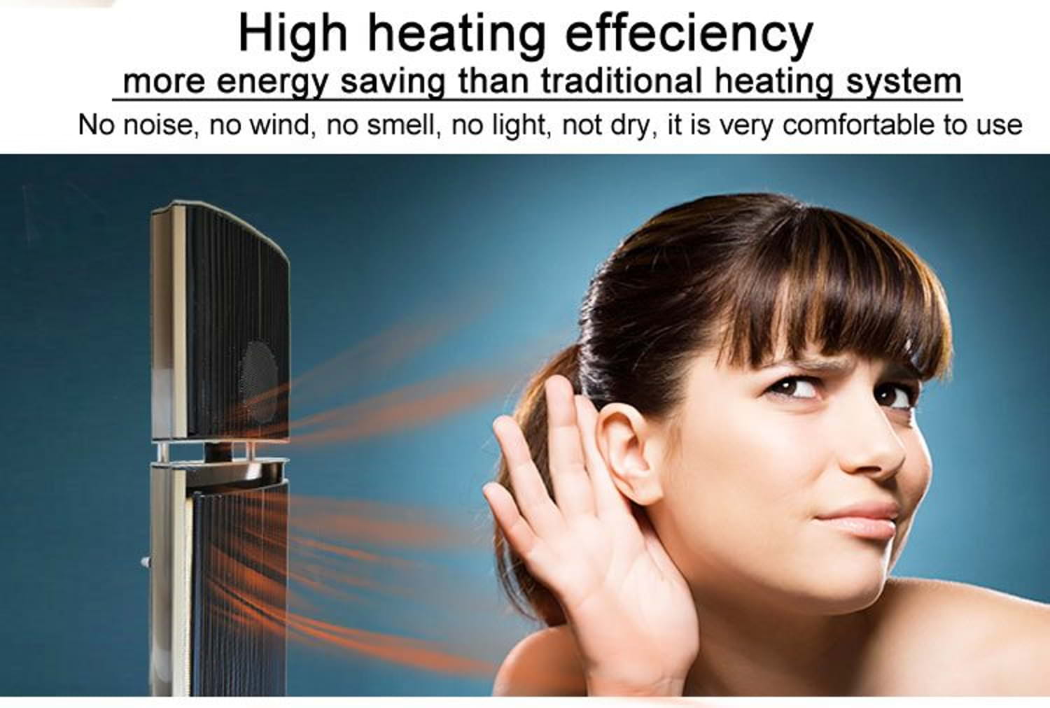 Chauffage infrarouge Sined 1000w avec télécommande et haut-parleurs Bluetooth noir