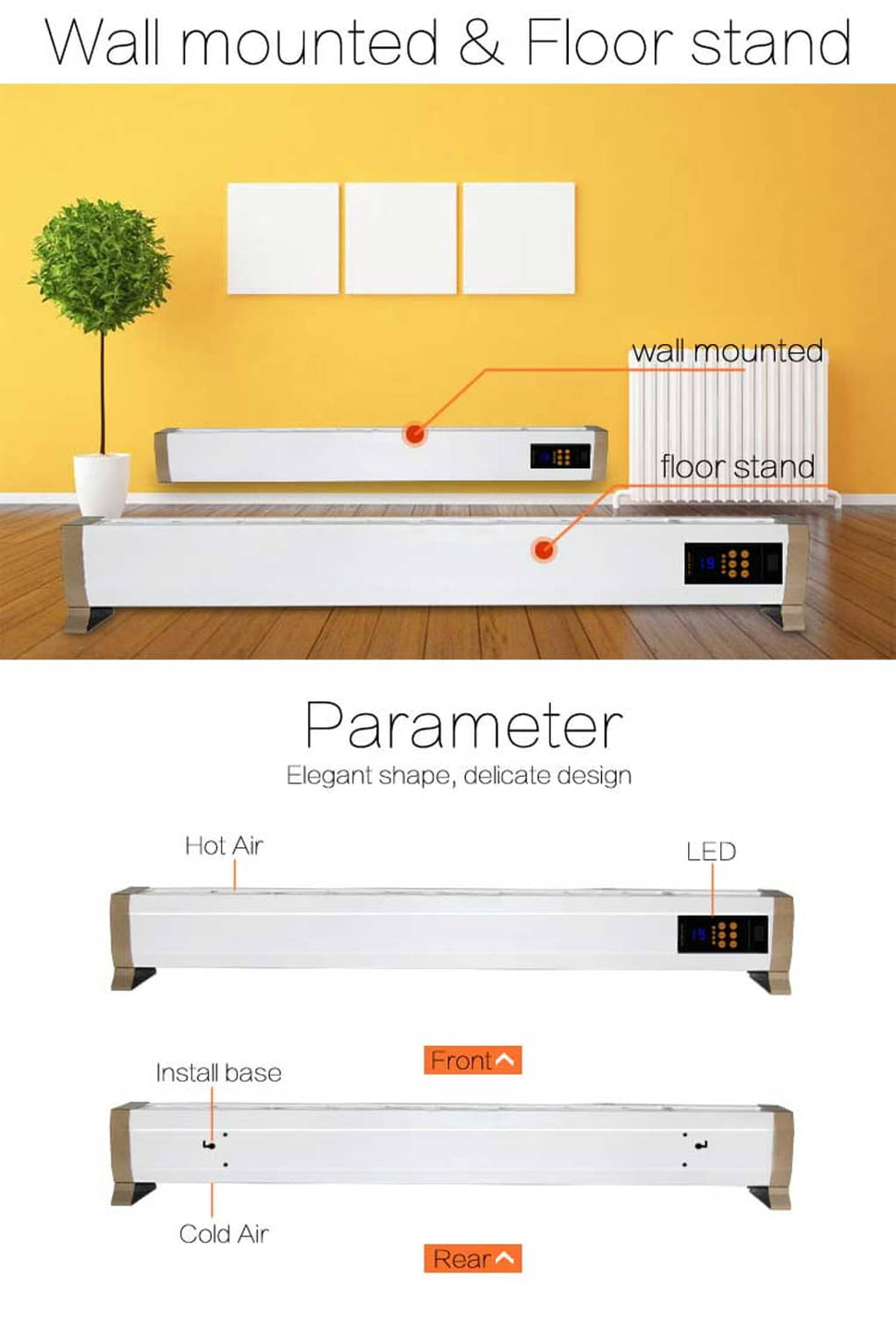 Vloerverwarmer Sined 1800 Vloerverwarmer Elektrisch 1800w Wit Vloerverwarmer en Plint 1800w Met Inclusief Afstandsbediening