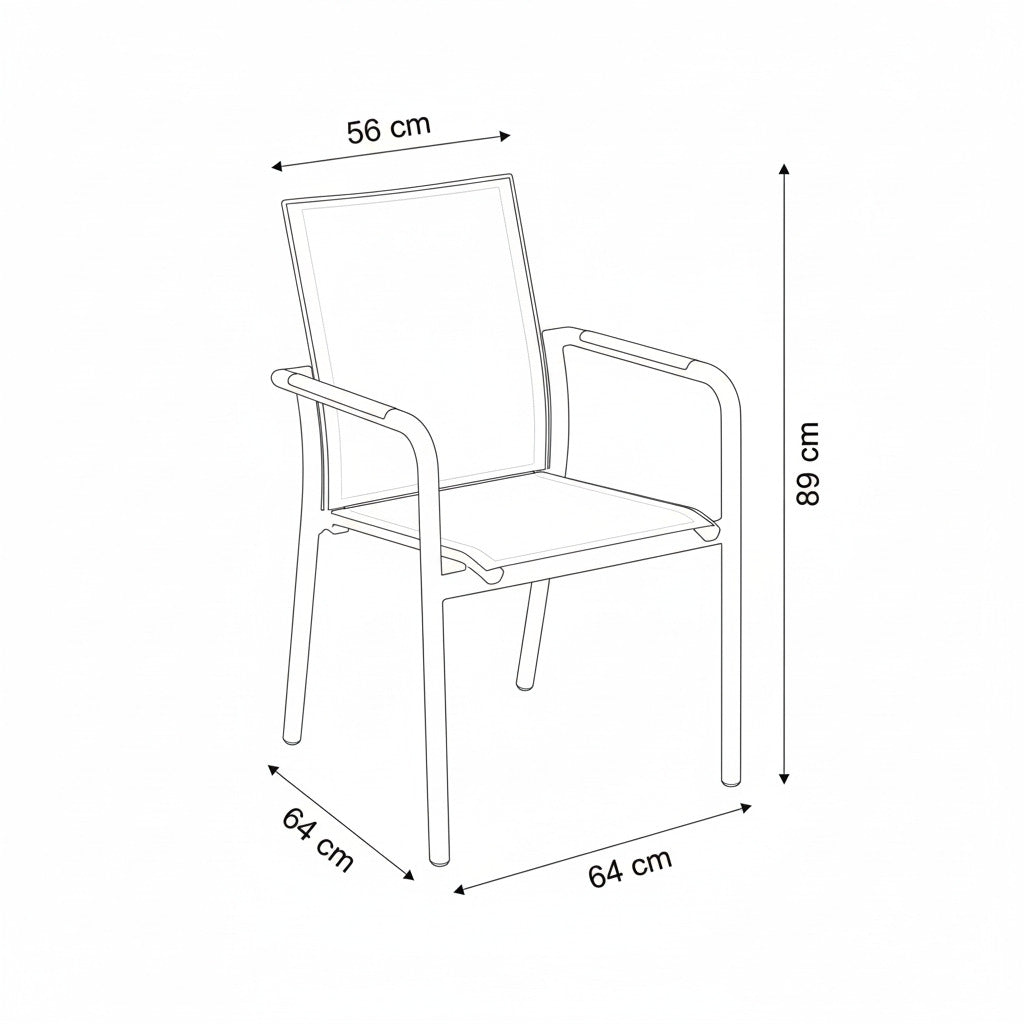 SINED Spina Pesce Garden Chair Anthracite aluminum frame and graphite-colored fabric ideal for outdoor use comfort and guaranteed durability Model SEDIA-GIARDINO-CHIERI-ANTRACITE