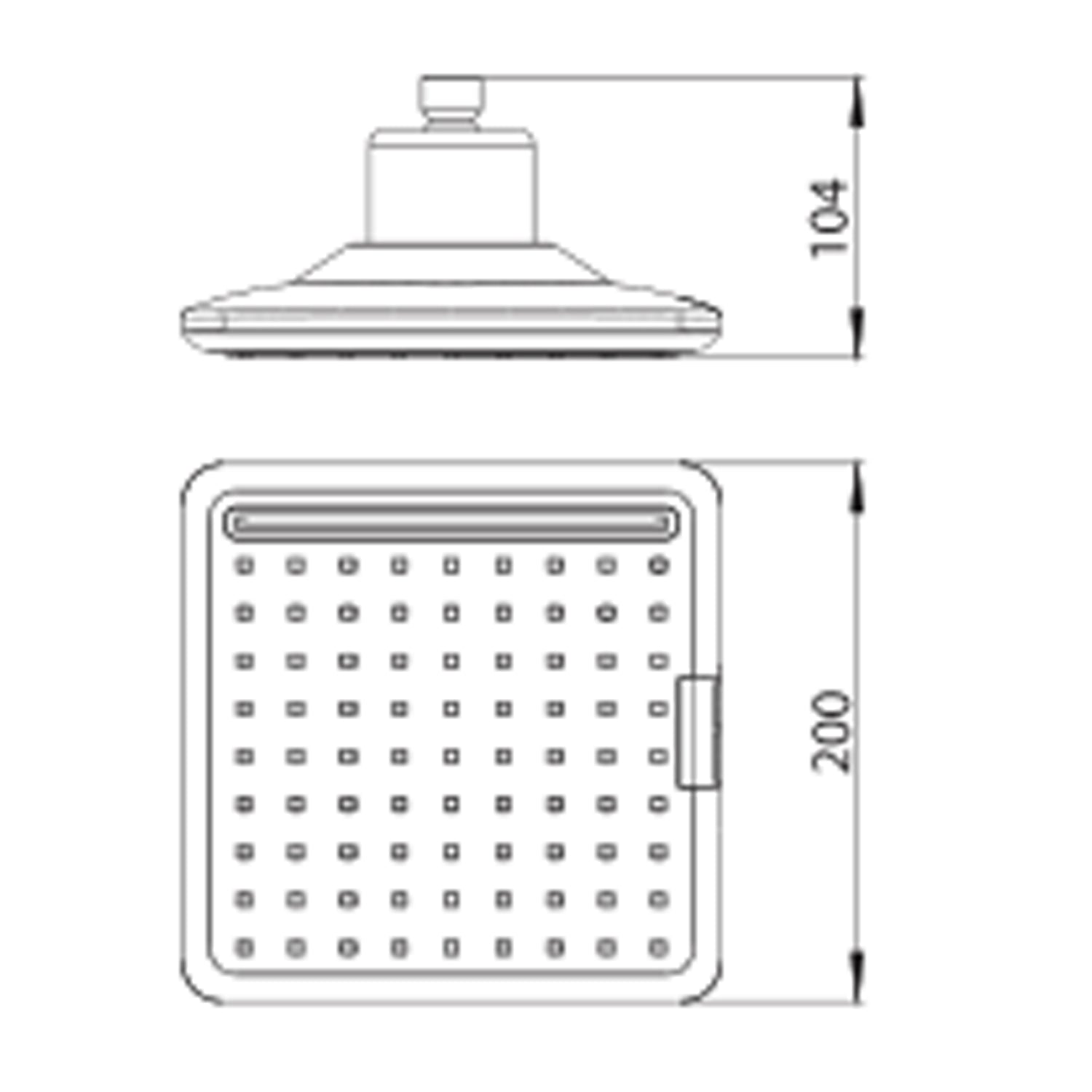 Ducha superior cuadrada con luz LED alimentada por agua.