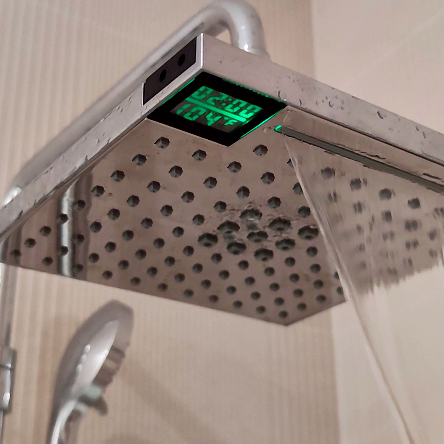 Sined Led 5 vierkante wanddouche met 3 Jet Led-lampen en infraroodsensor grijs