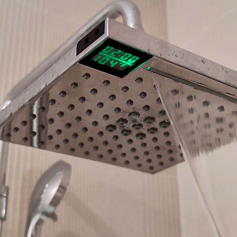 Sined Led 5 vierkante wanddouche met 3 Jet Led-lampen en infraroodsensor grijs