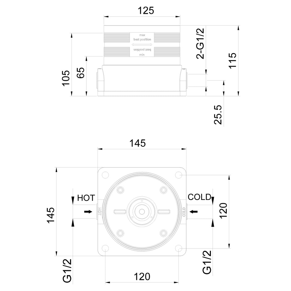 Sined Douche c Box Système de Fixation Rapide Acier Inoxydable Douches Cbox